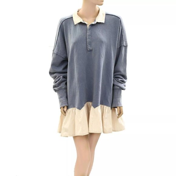 Free People Olivia Sweatshirt Top Collared Oversized Soft Cotton Solid S 274461 - Picture 5 of 9